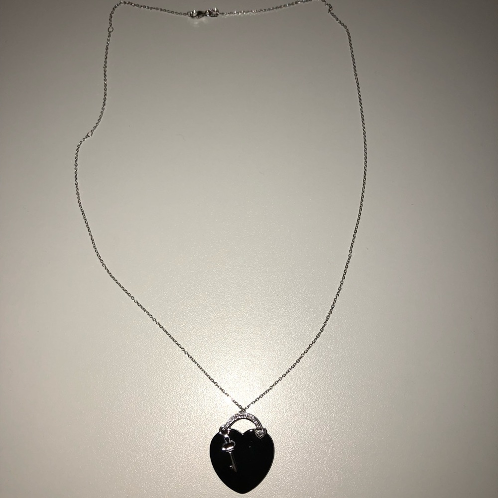 Black onyx 14 karat white gold necklace